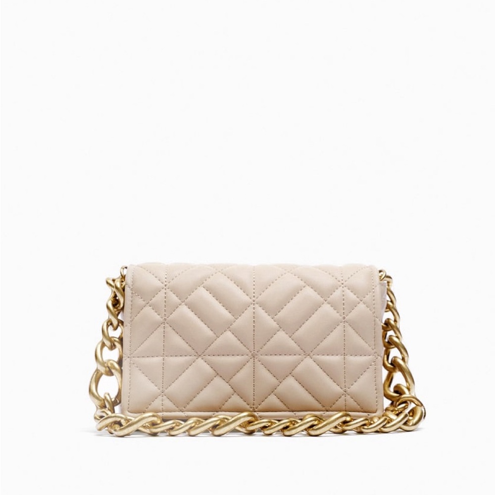 Quilted Tan Gold Chain Zara Bag